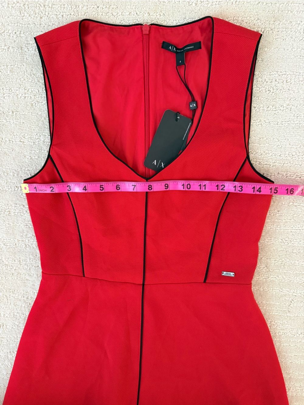 NWT Armani Exchange fit-and-flare Red Mini Dress 4 - Picture 4 of 14
